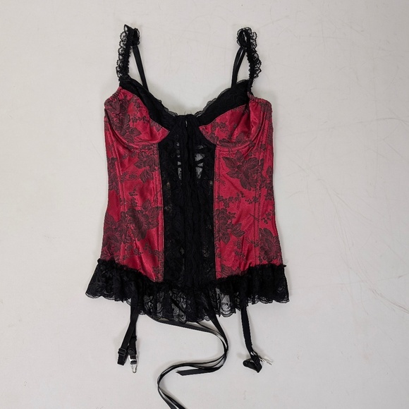 Shirley of Hollywood Corset Satin Tapestry Jacquard Longline Bustier Flowered - Picture 2 of 10